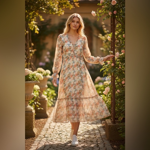 Pinup Couture Dresses & Skirts - Vintage Floral Long Sleeve Dress